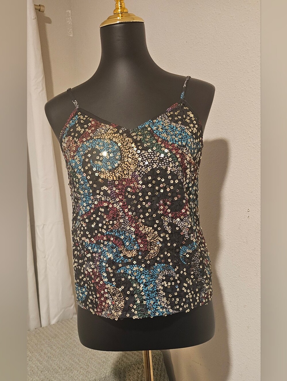 Women's Rock & Roll Sequins Printed Top - Size M